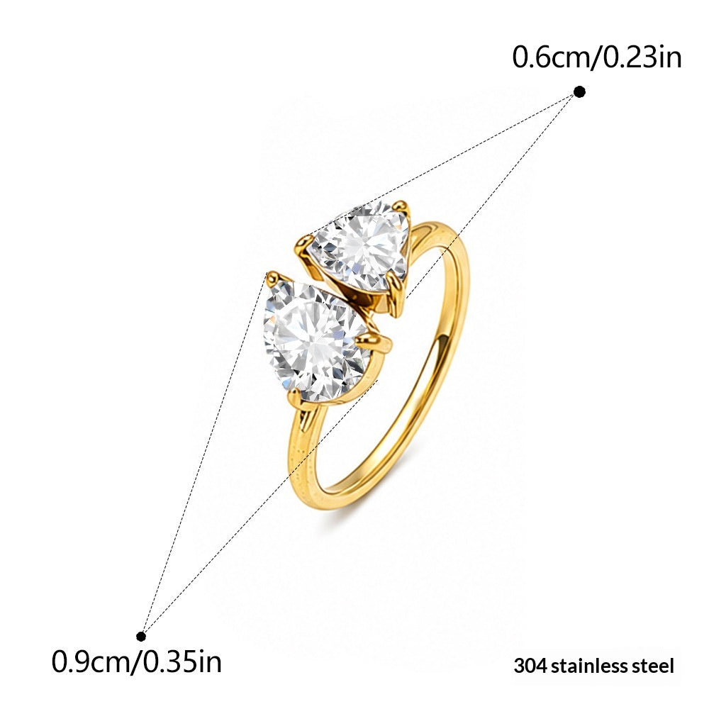 Anneau de titane en acier inoxydable Zircon pour femmes
