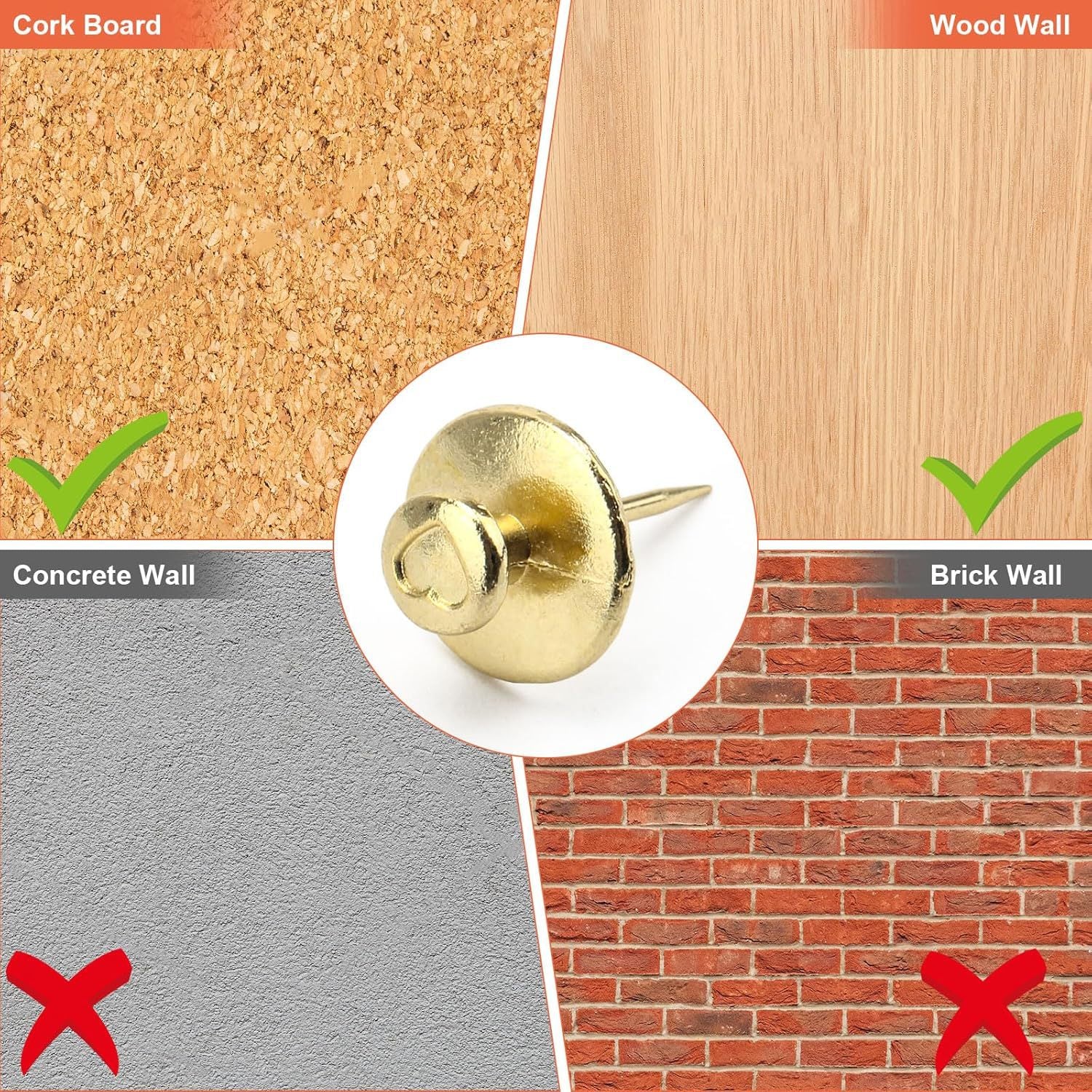 Tack d'appui fantaisie adapté pour la décoration de tableau de Cork