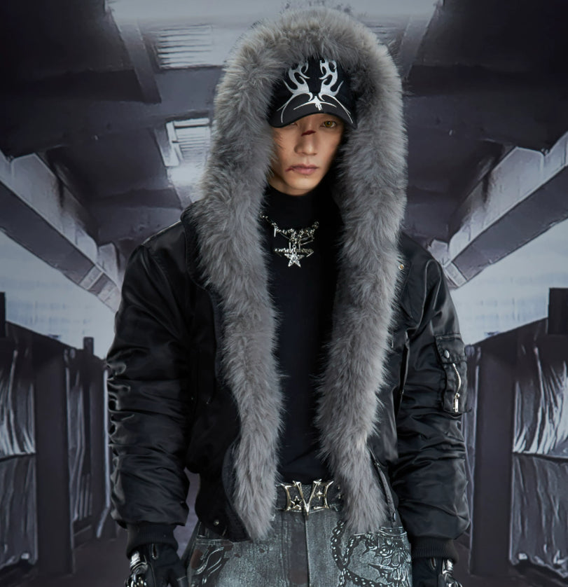 Veste en coton rembourrée brodée en polaire