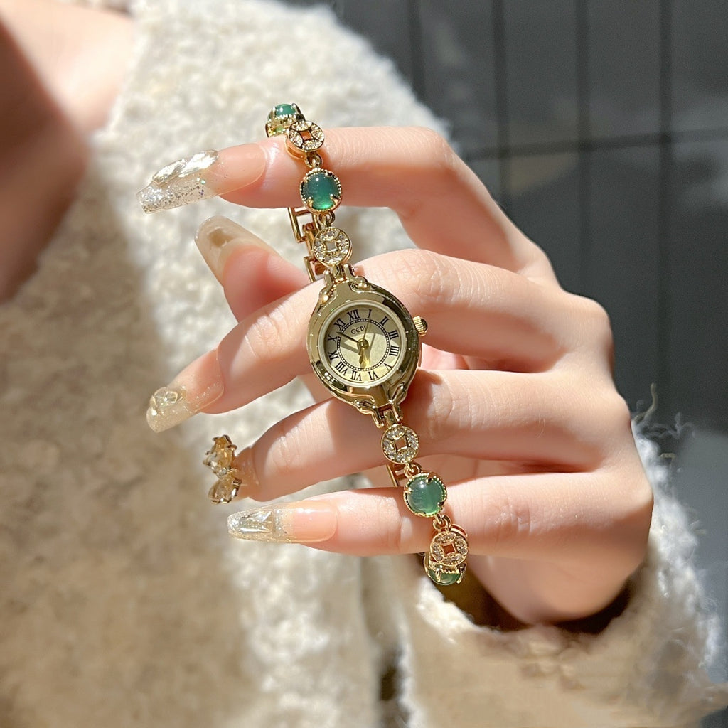 Graceful Refined Watch Luxury Retro Half-Antique Gold Dial
