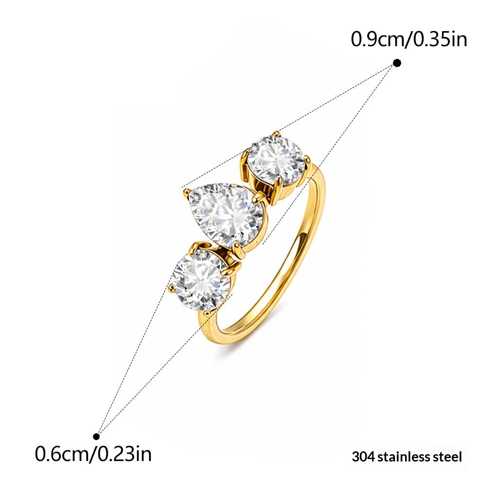 Anneau de titane en acier inoxydable Zircon pour femmes