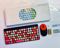 Compact, Mini sans fil portable coloré Retro Polka-Dot Key-Mouse Combo