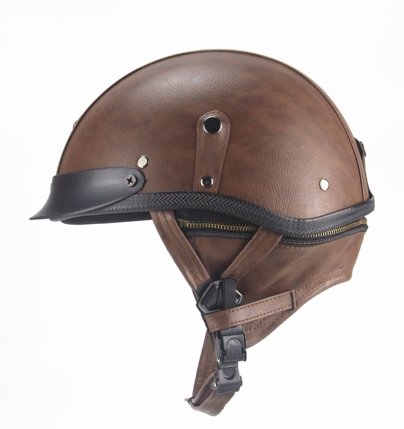 Rétro Casque personnalisé demi pédale moto American Cruise Casque en cuir fait main