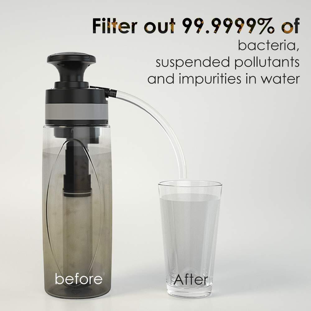 Bouteille d'eau filtrée de 26 oz de 750ml avec paille de filtre pour camping en plein air