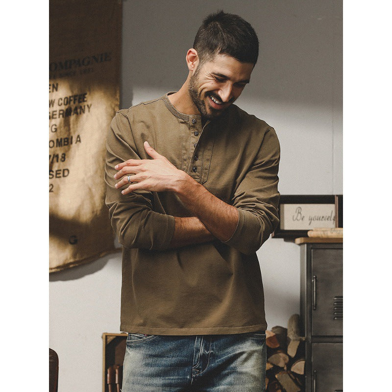 T-shirt retro à manches longues pour hommes