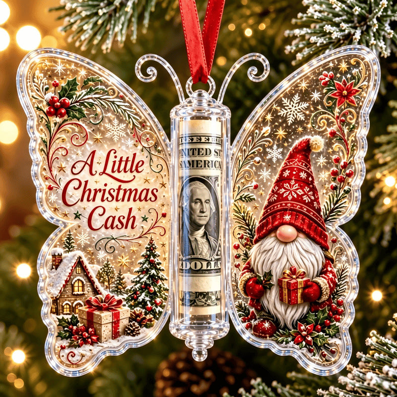 Ornement cadeau en espèces de Noël papillon