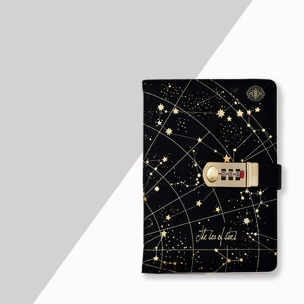 Carnet de mot de passe Carnet de notes avec empreinte de doigt de verrouillage simple Littéraire rétro fille Carnet de notes