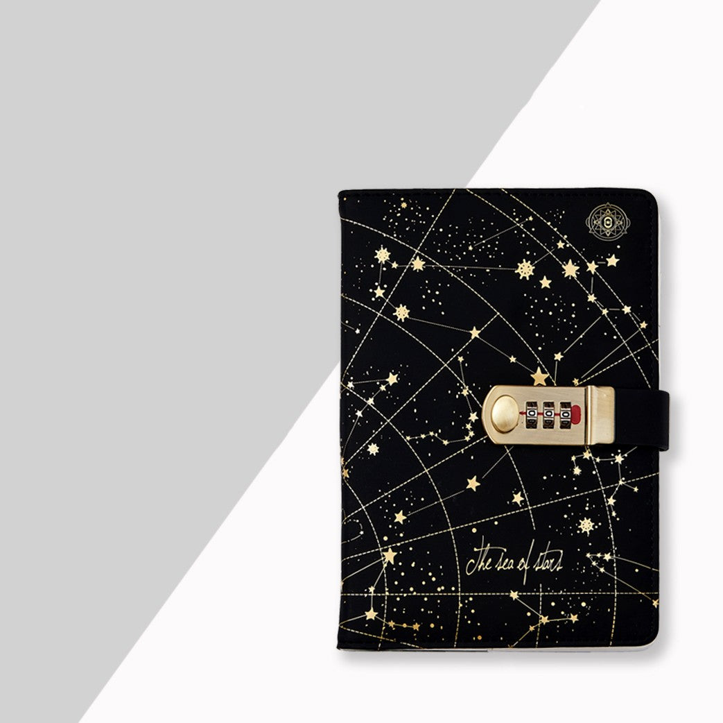 Carnet de mot de passe Carnet de notes avec empreinte de doigt de verrouillage simple Littéraire rétro fille Carnet de notes