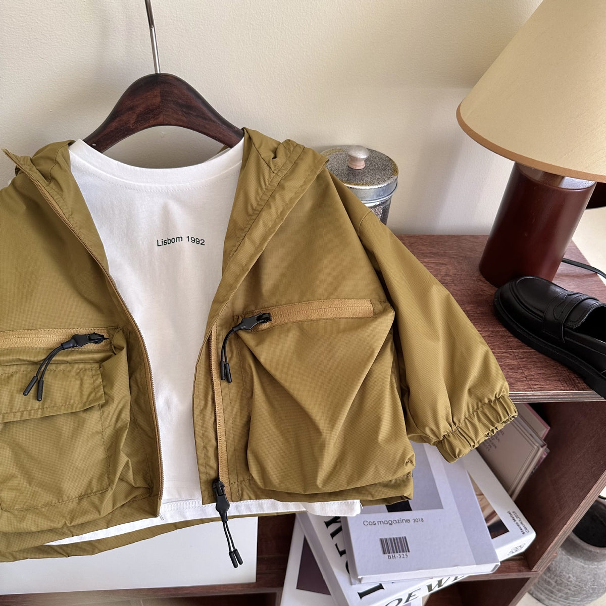Garçon Solid Color Short Hood Shell Veste