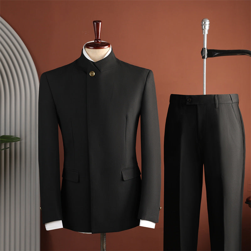 Hommes Collier noir Mandarin costume à deux pièces