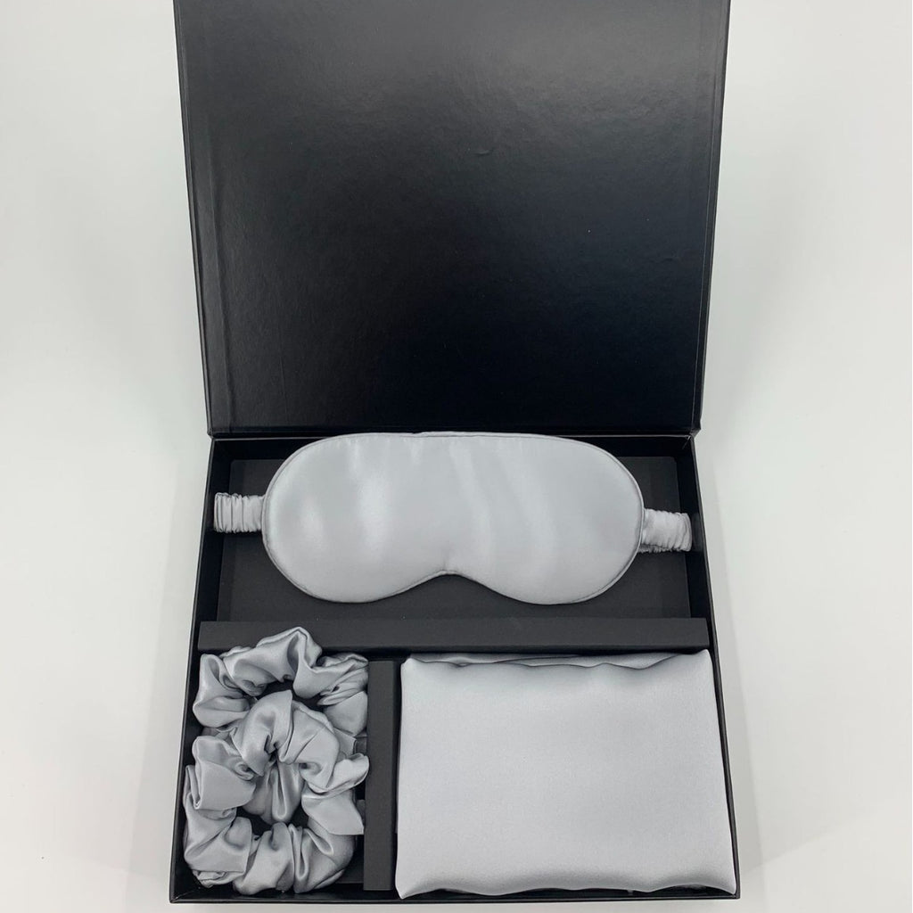 Masque d'oreiller zippé cadeau et ensemble de cravates de cheveux en soie