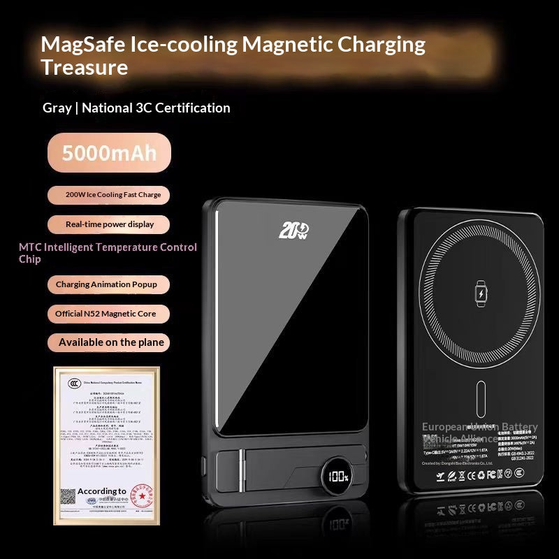 Chargeur magnétique rapide sans fil ultra-mince avec affichage double pop-up 15W et 3C C