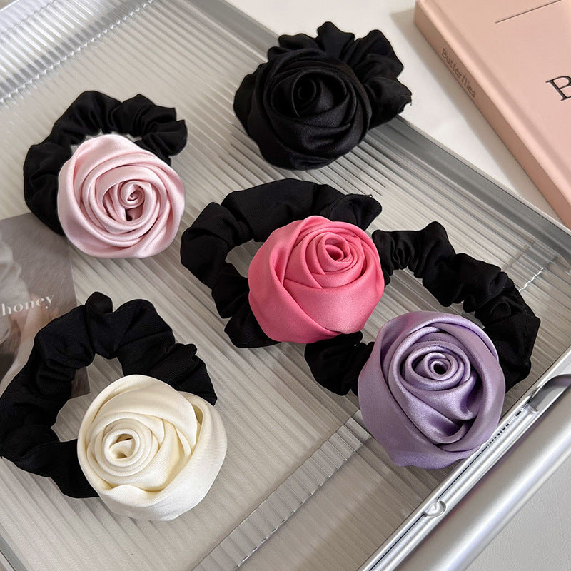 Coiffure Satin Rose à la main Coiffure haute élasticité