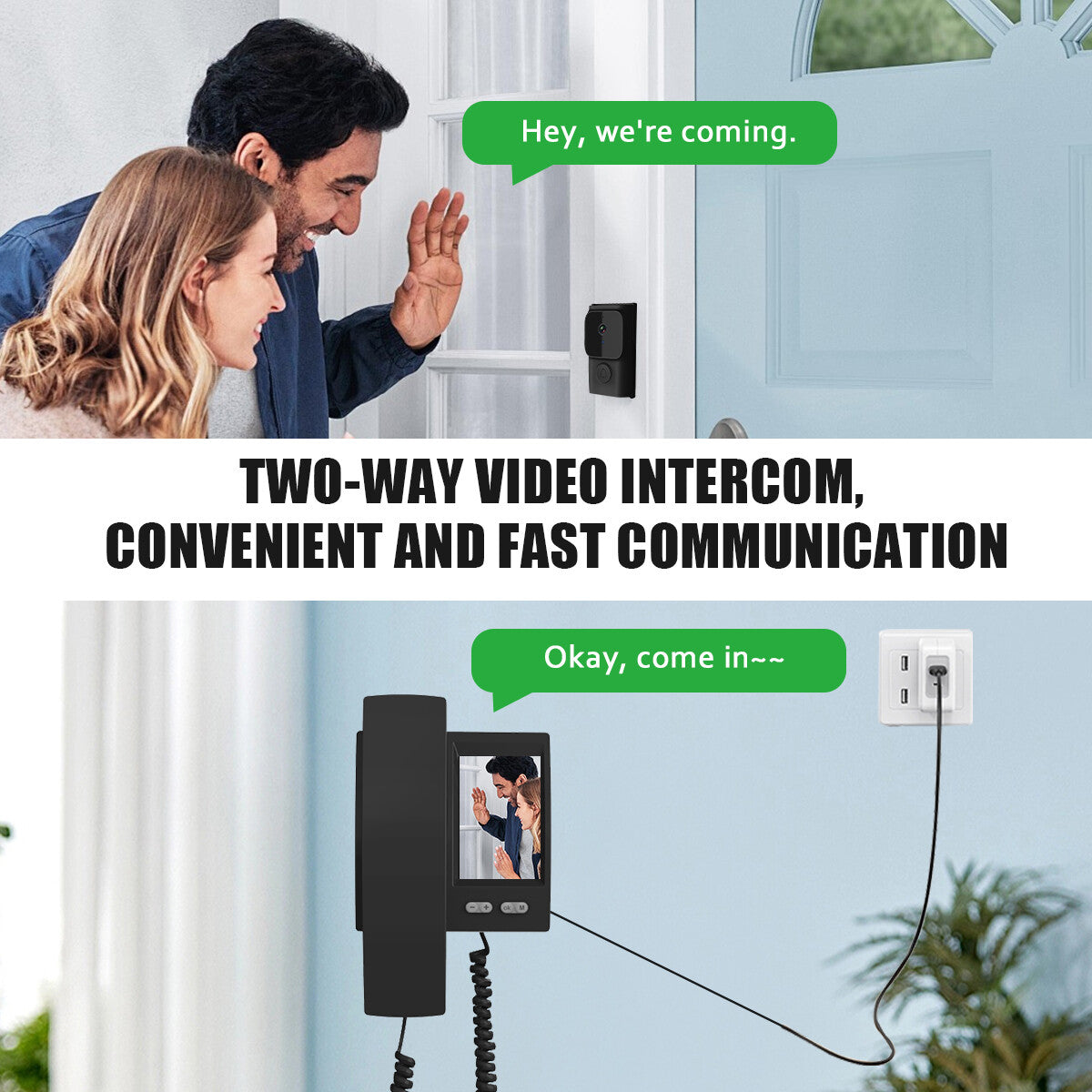 Smart Wireless WiFi Ring Doorbell Sécurité Interphone Caméra Vidéo Porte Bell.