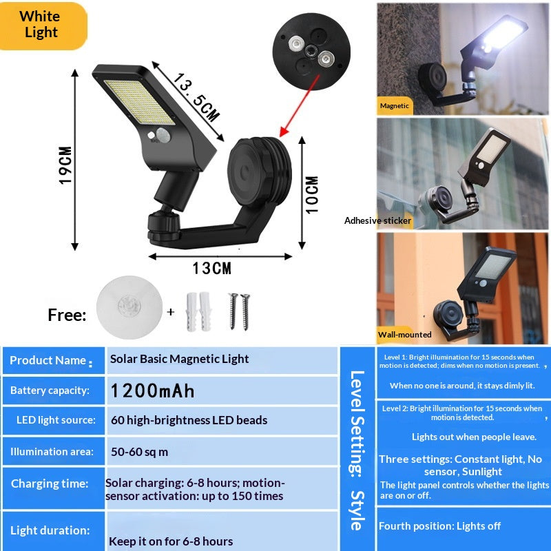 Lampe solaire magnétique extérieure Cour