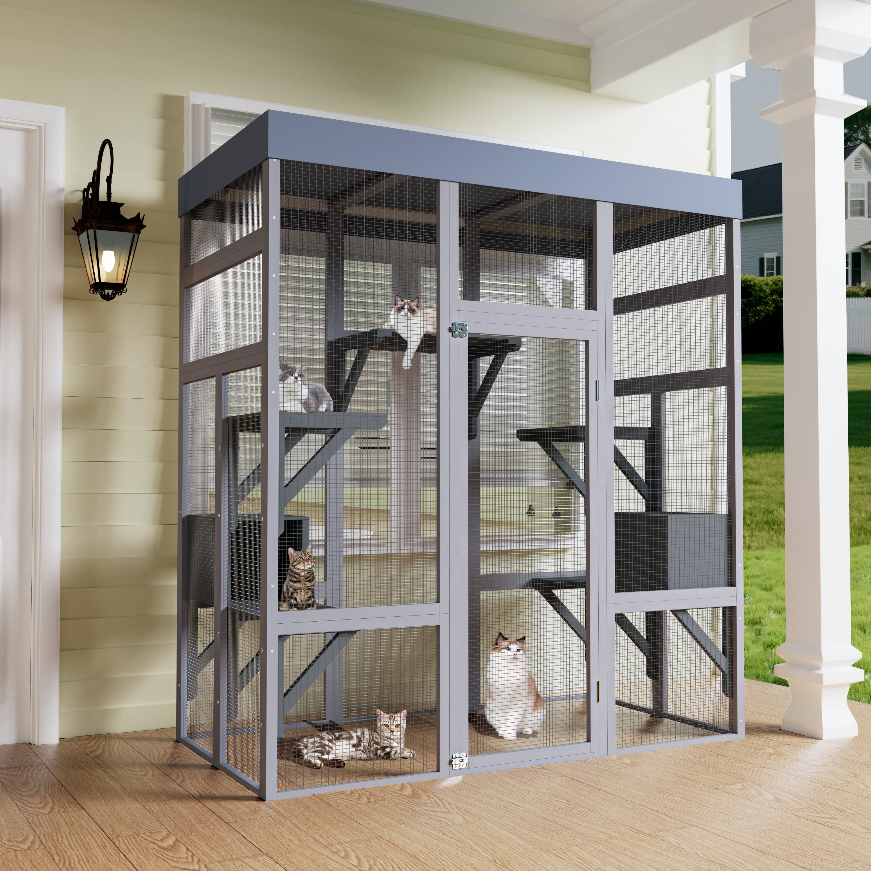 Catio en bois de 62.6" pour chats