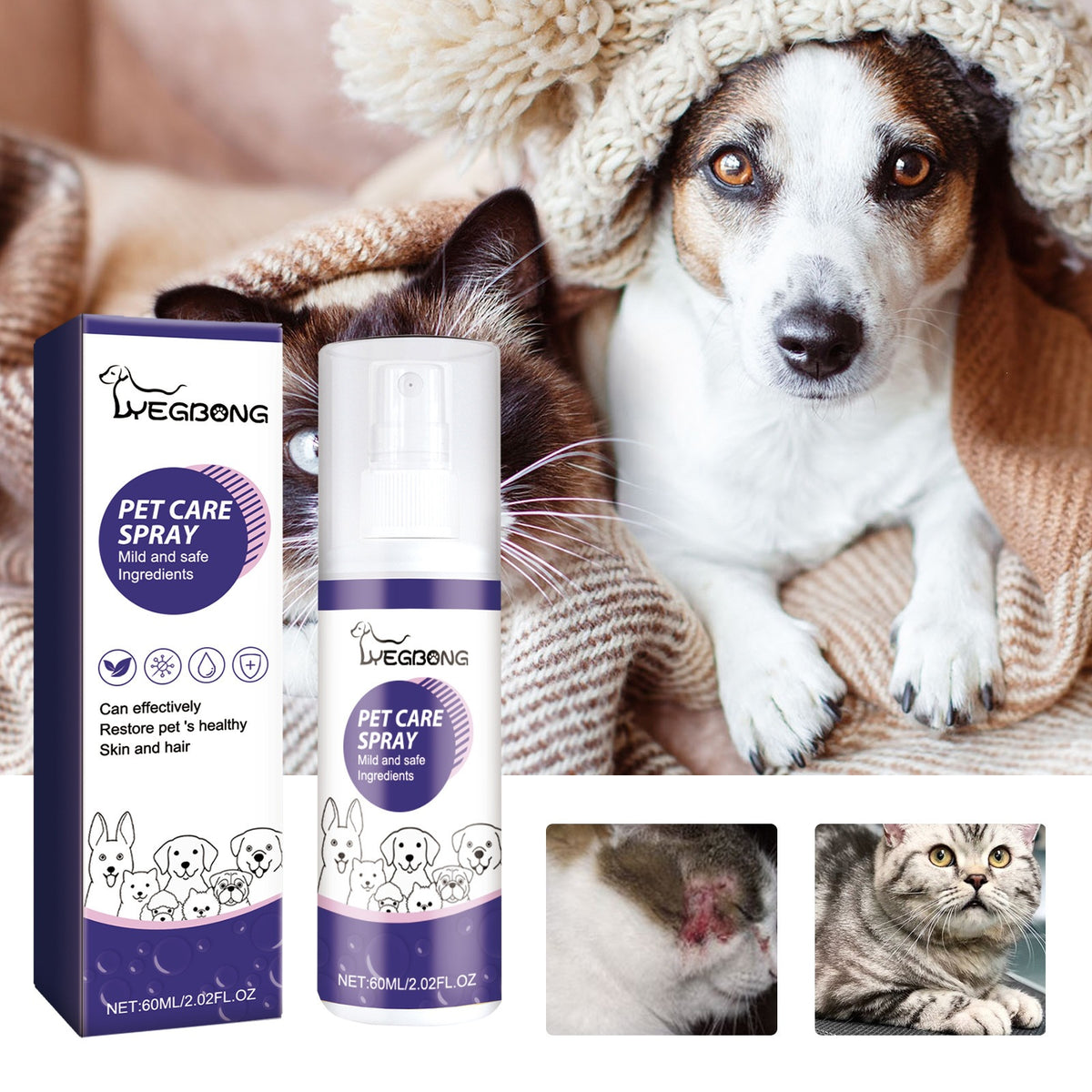 Eggbong soin des animaux Spray soin des chats et des chiens soin de la peau Spray soin de la peau