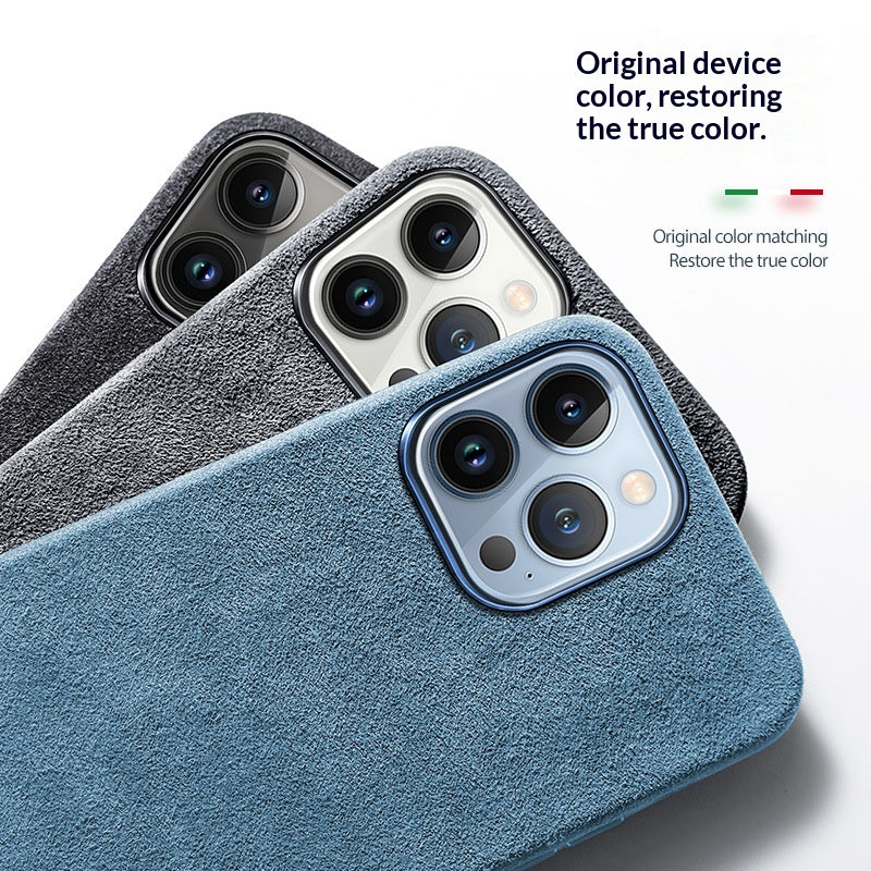 Étui de téléphone en cuir de charge magnétique haute de gamme Suede