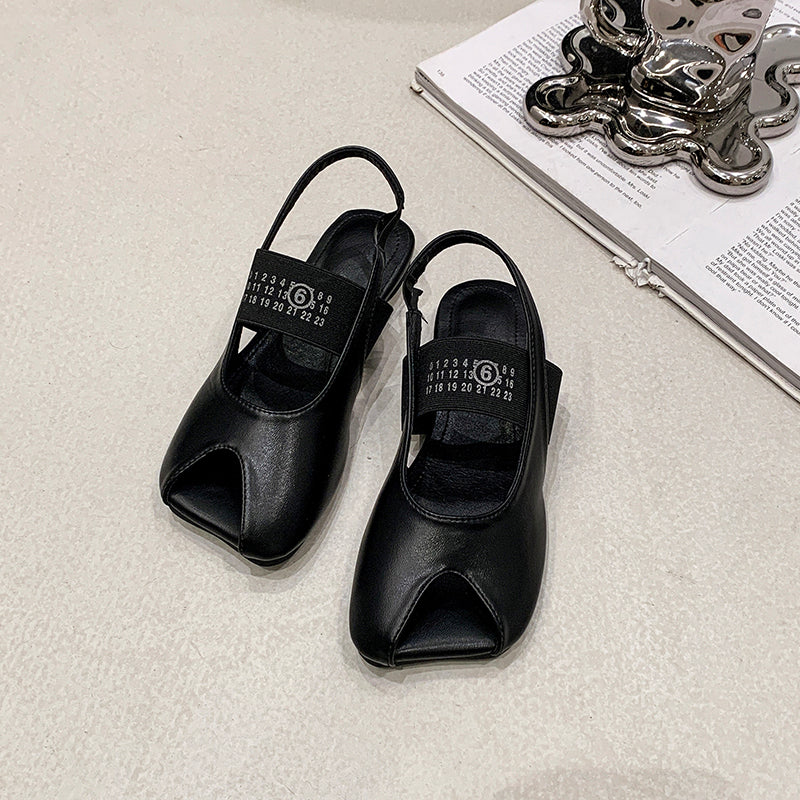 Early Spring Niche Minimalist Fermé Peep Toe Chaussures Femmes Mode Versatile Plat Sans dos