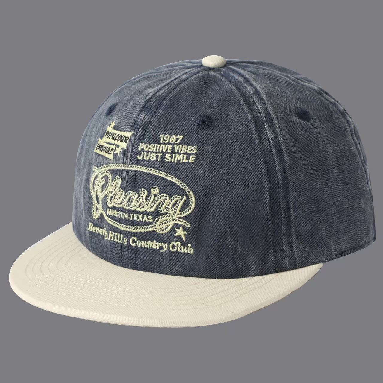 Lettres de broderie en couleurs 1987 Casquette de baseball à bord plat