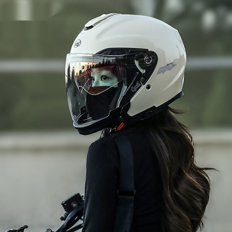 Moto homme d'été demi-quart casque homme de trois-quarts double visor pour hommes toute la saison