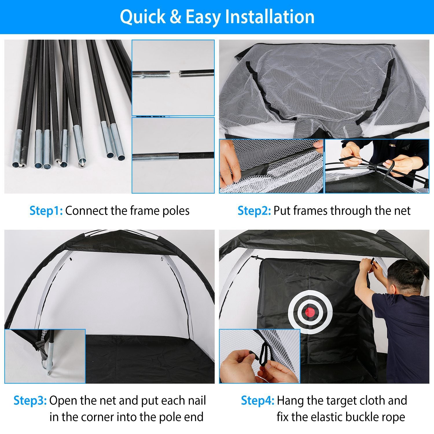 Golf Net Golf Training Aides Pratique Nets Conduite Filets avec Cible Cloth Carry Bag