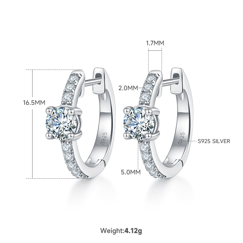 4.1g S925 Boucles d'oreilles en argent sterling de 5mm pour femmes Huggie Ho plaqué platine