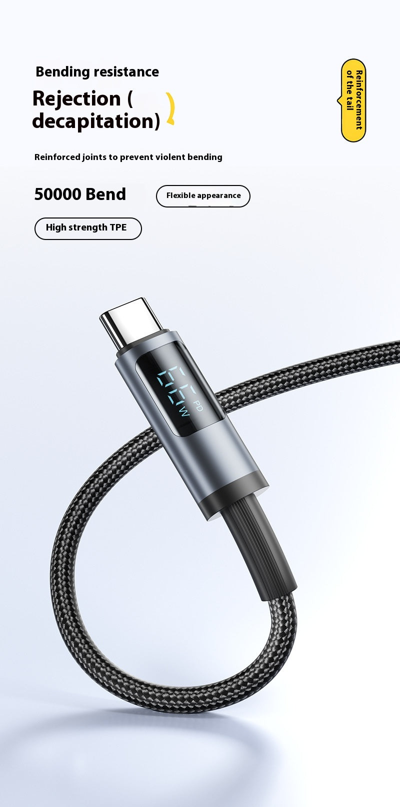 Téléphone Fast Charge pour Pingguo 30W Android 66W ligne de données d'affichage numérique
