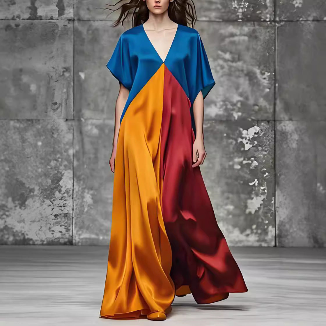 Robe à manches courtes en col rond