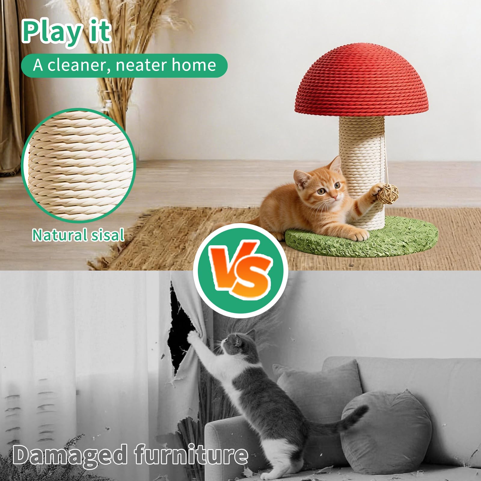 Champignons Cat Scratching Post 11inch pour chaton et petits chats