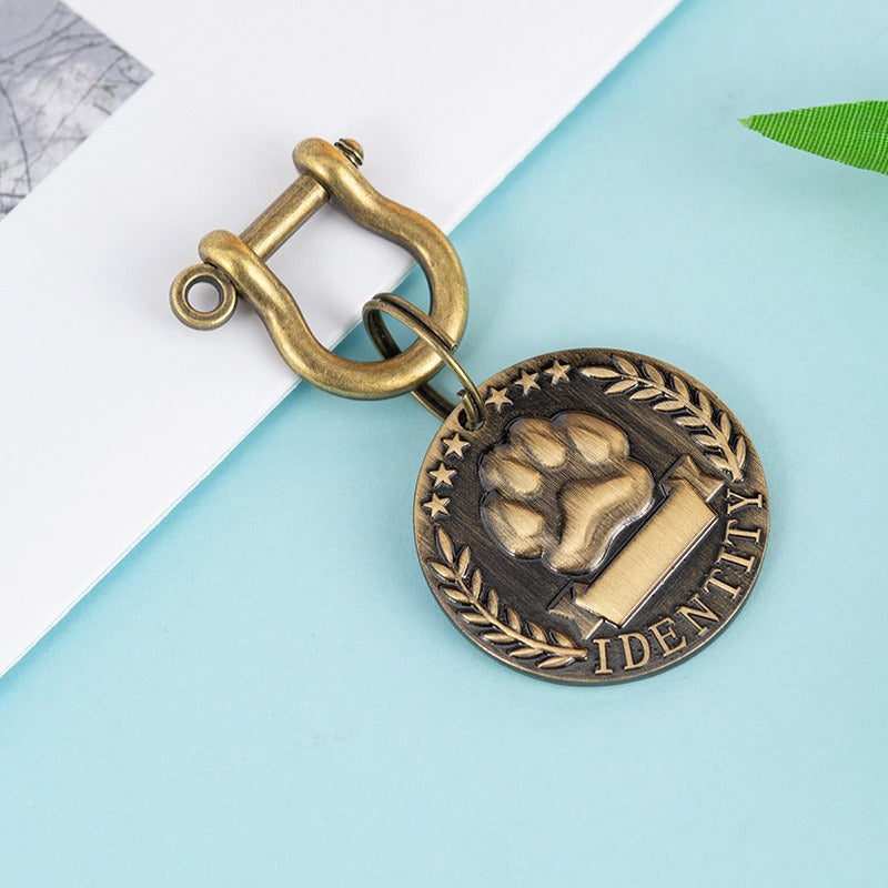 Engraved stainless steel dog ID keyring