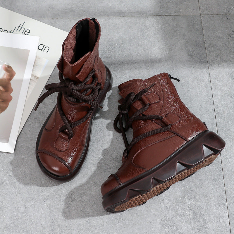 Haut de la couche Cowhide Platform Bottes