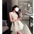 Puff Mesh Pitching robe perlescente