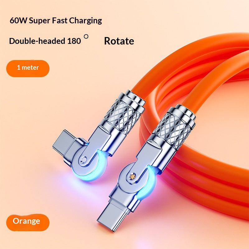 Gaming Dual-bend Rotating PD Câble de données de recharge rapide