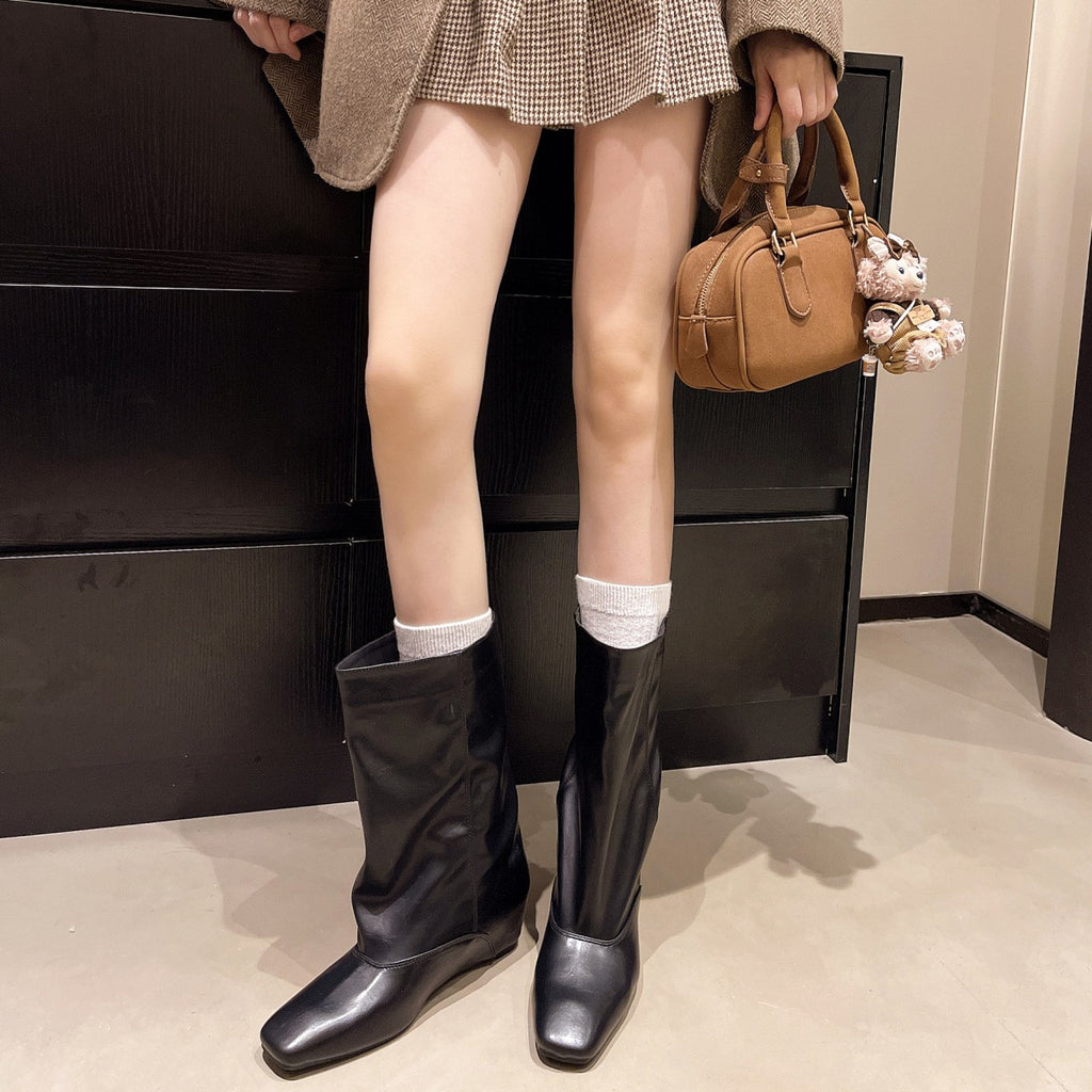 Women's Retro Inner Height Increasing Tube Boots