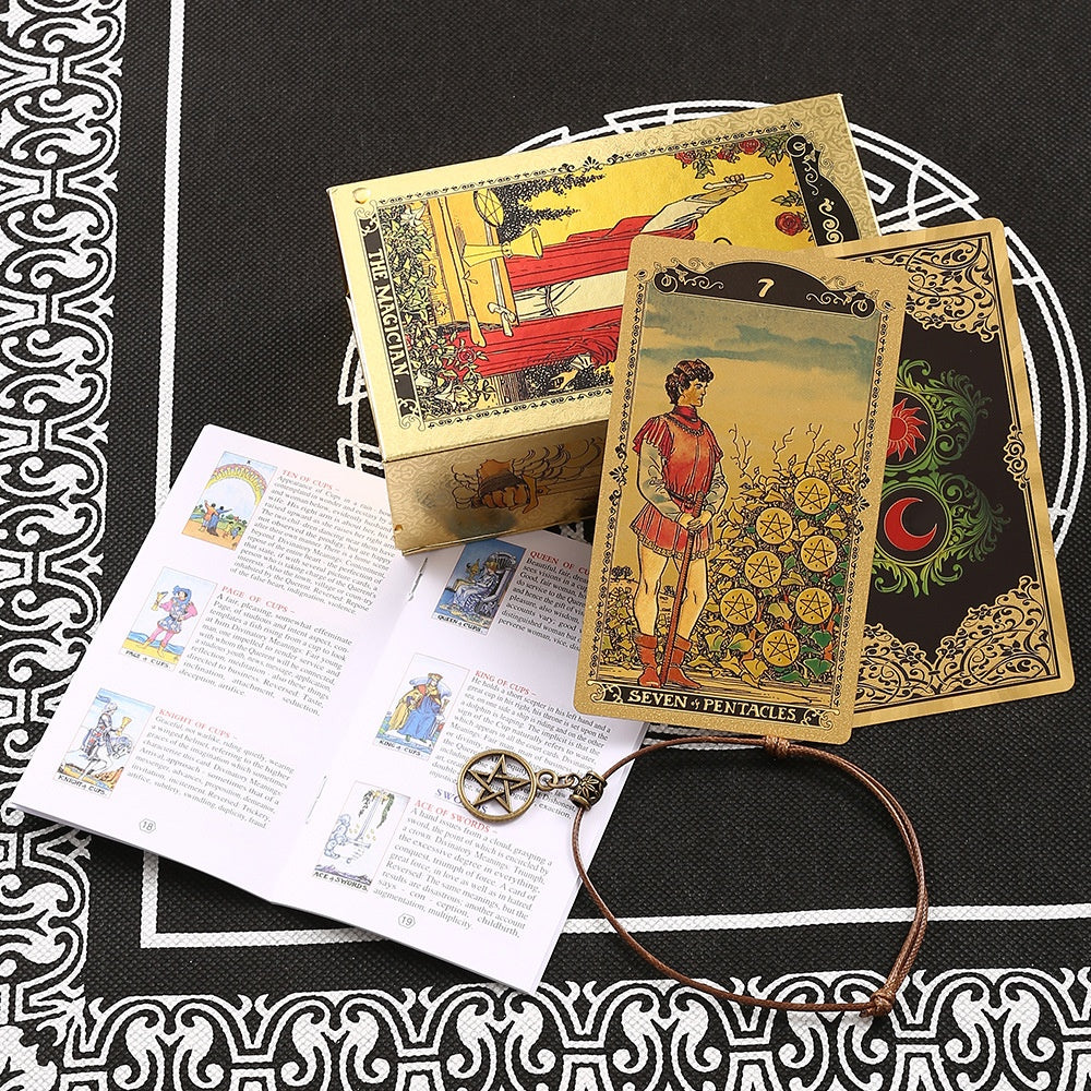 Cartes de Tarot en plastique 78 cartes Classic Rider-Waite Deck Gold Foil Stamping Imperméable
