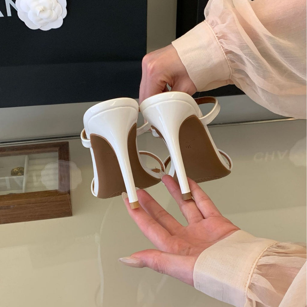 Doigts pointus Strass Mules Slingback Talon ultra-haut