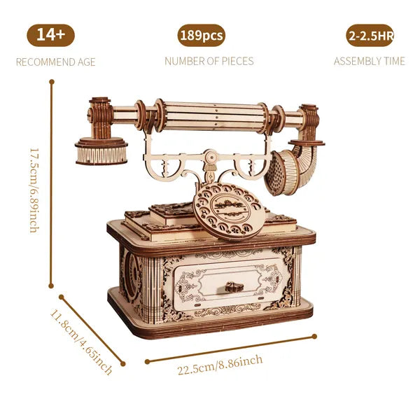 Creative Retro Téléphone Puzzle en bois 3D pour adultes Modèles de table Kits Décoration Et Gi