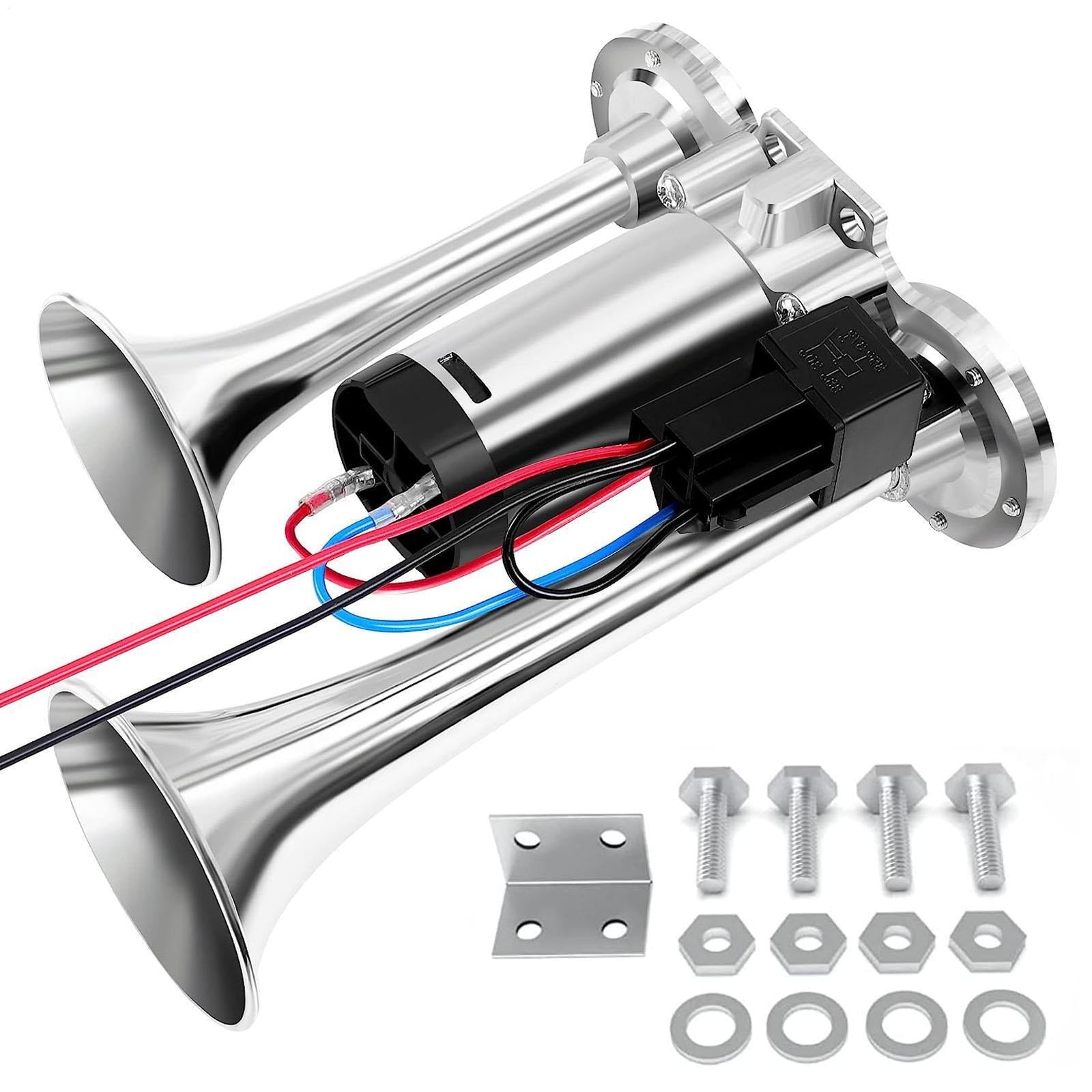 600DB Super Loud Car Truck Boat Dual Trumpet Train 12V Air Horn Compressor Kit