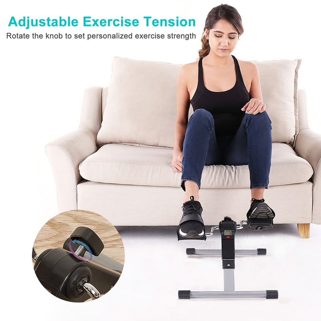 1Pc Foldable Exercise Bike Pedal Fitness Exercise Cycle Bicycle LCD Display Mini Pedal Exerciser