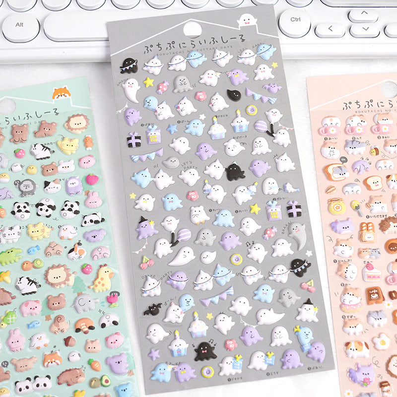 Caricature animal Mousse Particules Bubble Dstereo Phone Case Bricolage Sticker décoratif