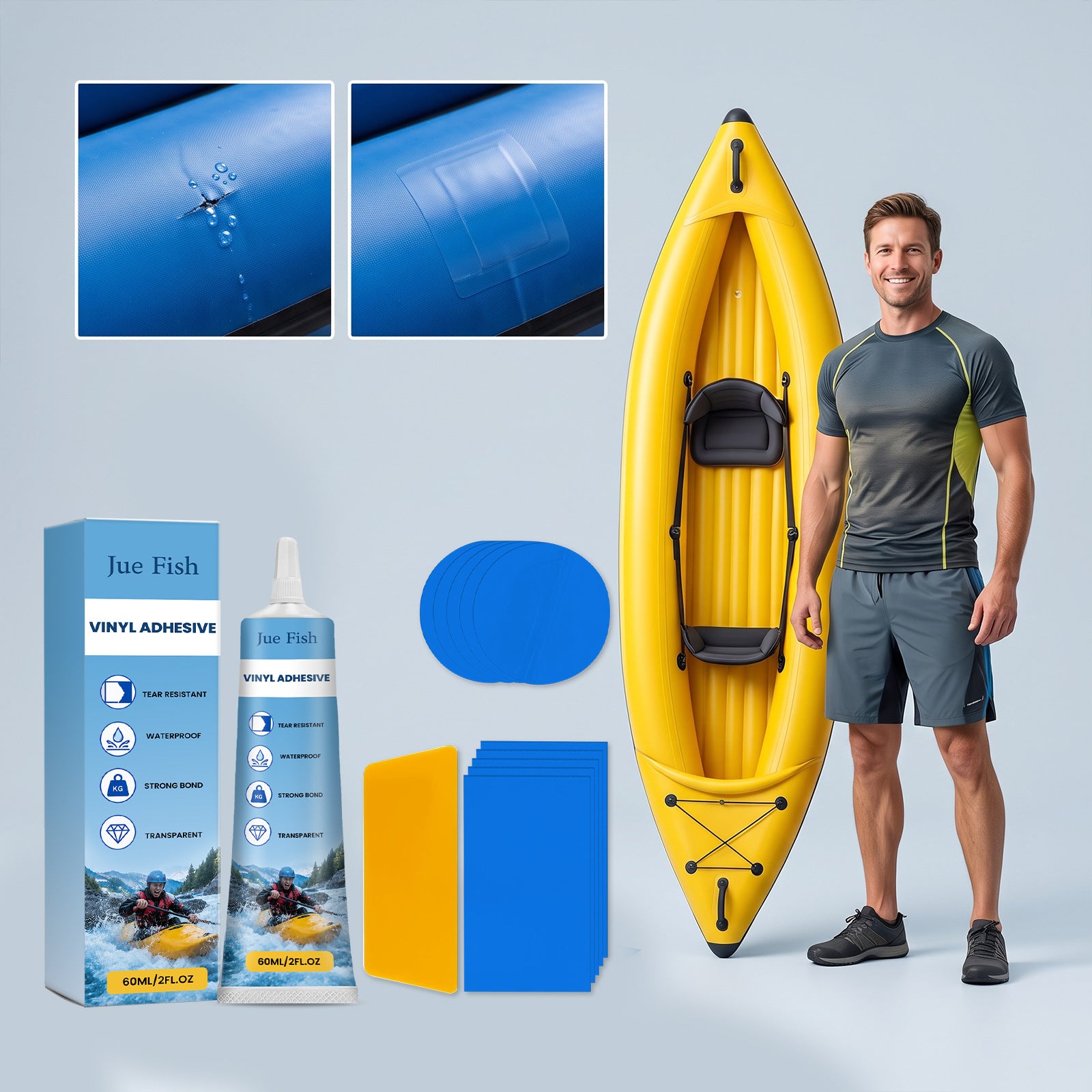 JUEFISH Kit de réparation de matelas gonflables étanche