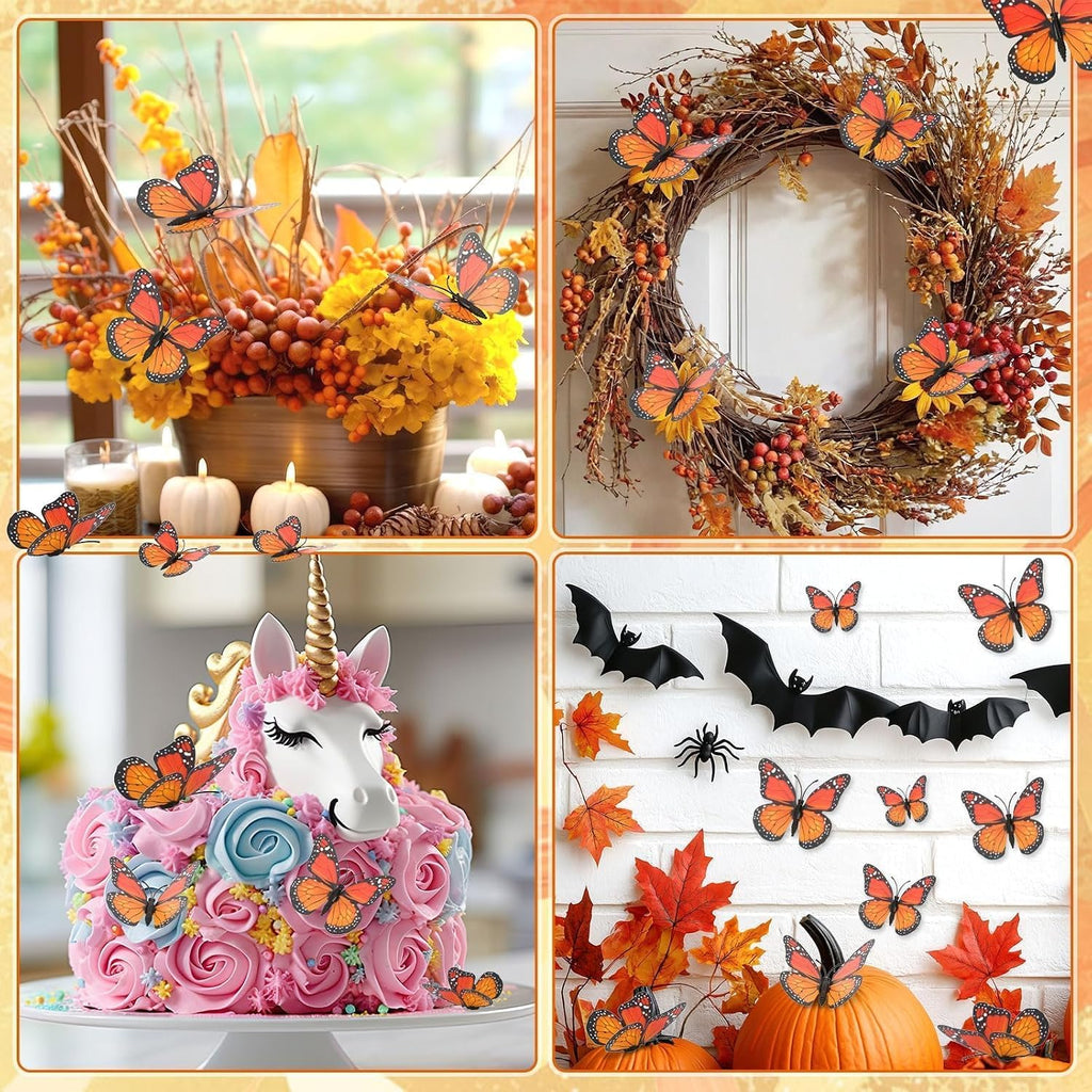 Décorations papillon monarques 3D 30 unités