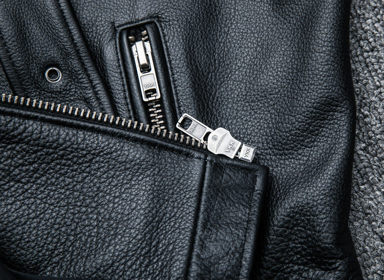 Veste en cuir de motard en cuir pur