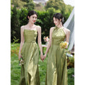 Robe de demoiselle d'honneur de style national vert