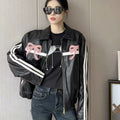 Veste en cuir pour femmes Bow-Knot Zipper