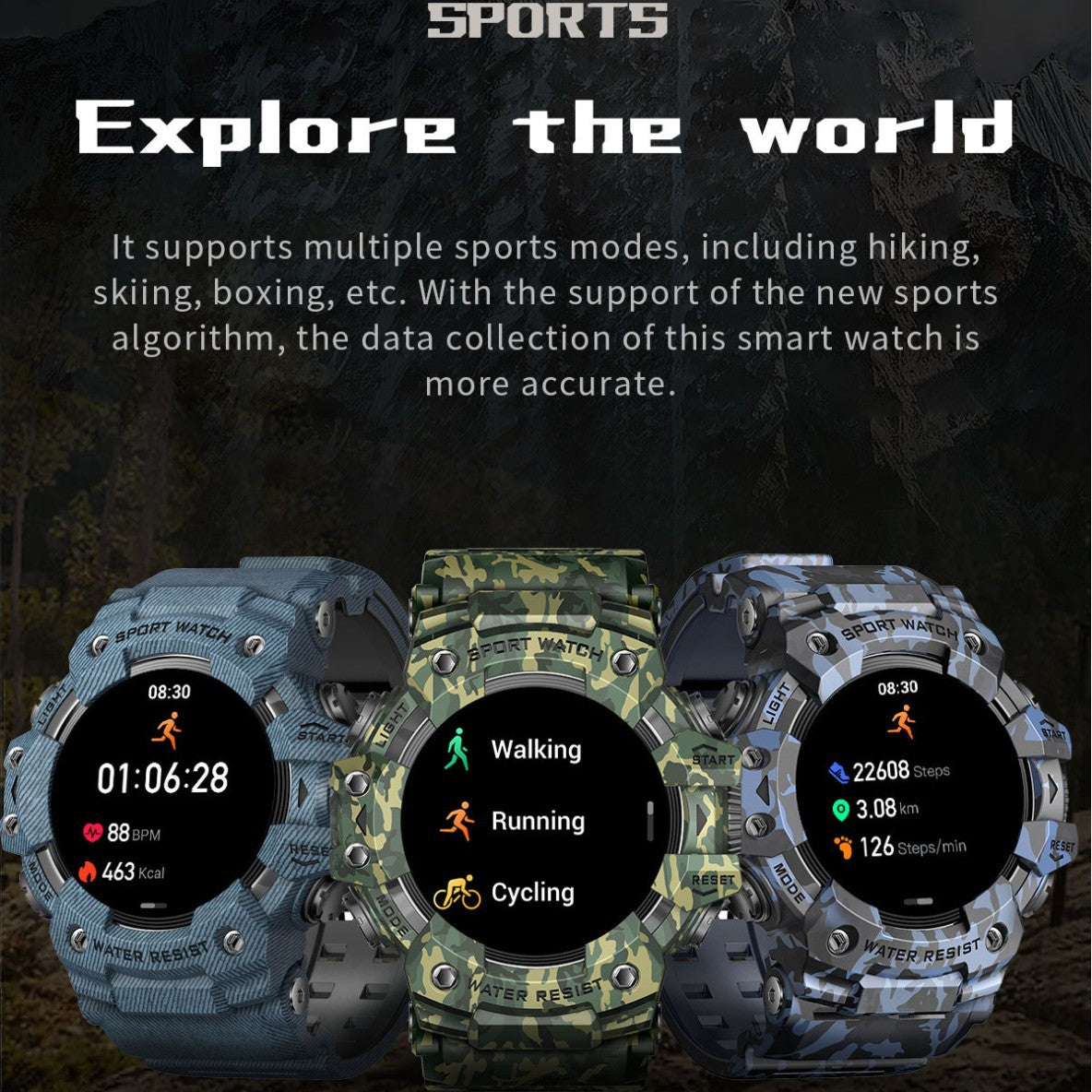 Outdoor Sport Smart Watch Bluetooth appel