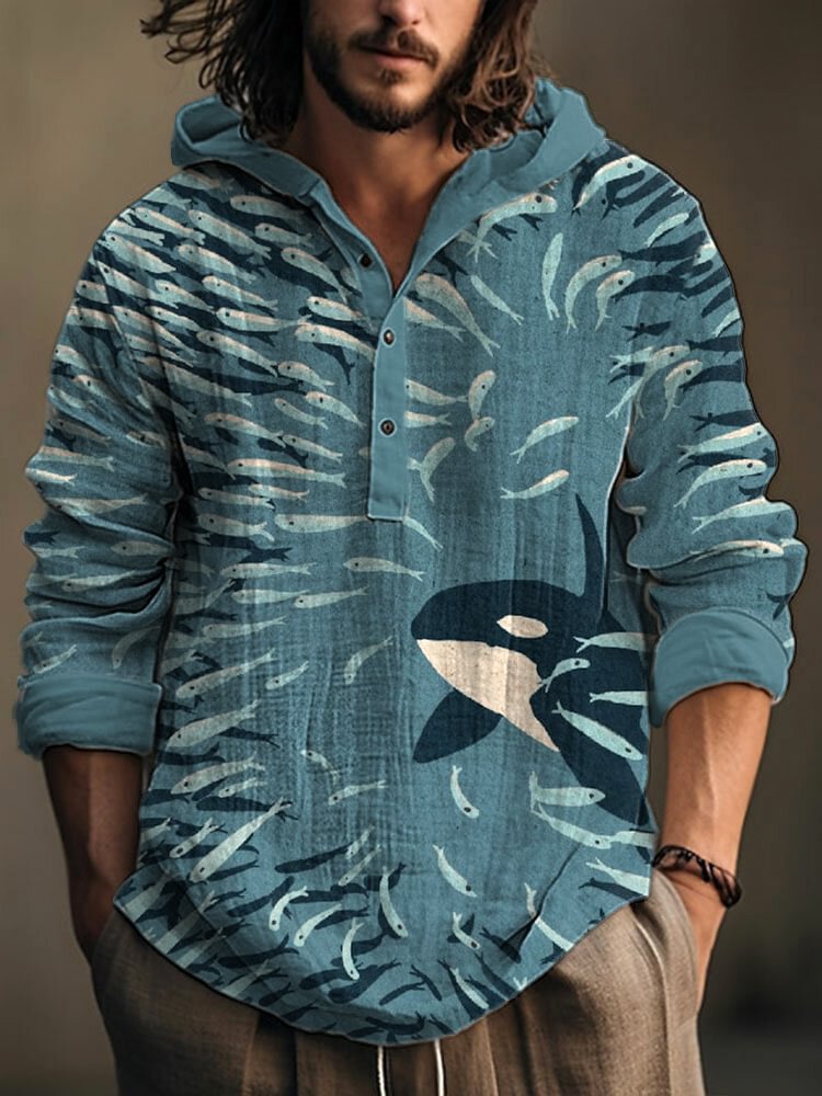 Pull à capuche avec boutons pour hommes