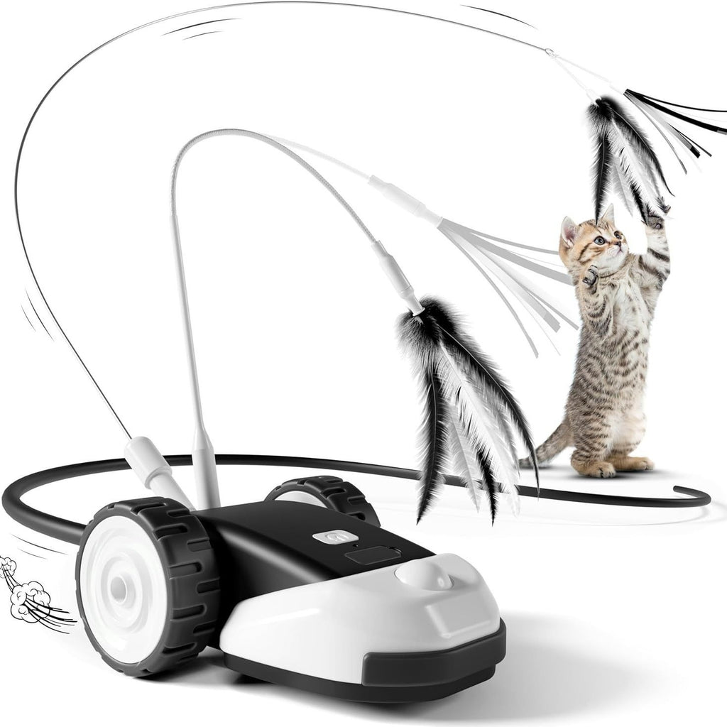 Voiture électrique intelligente télécommandée avec jouet filaire pour chats