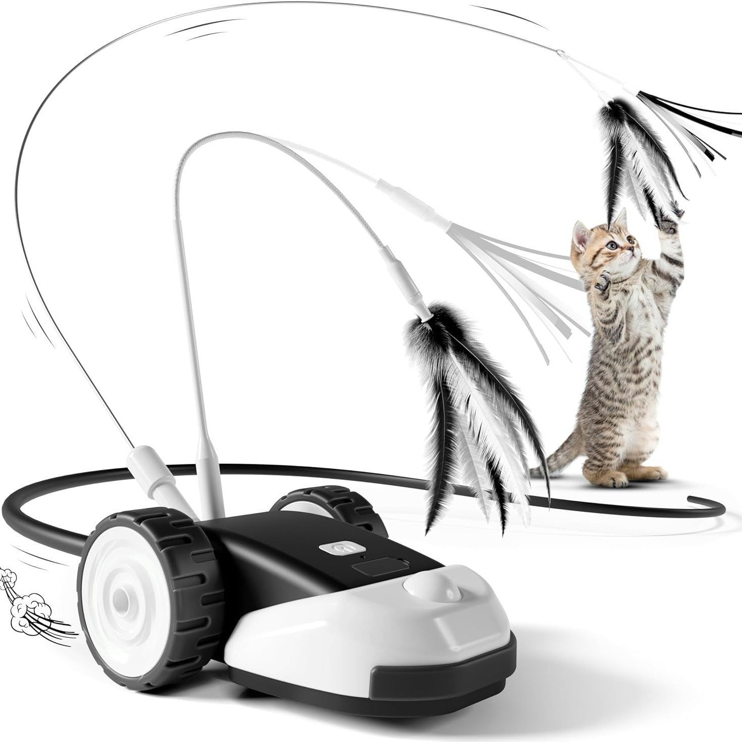 Voiture électrique intelligente télécommandée avec jouet filaire pour chats